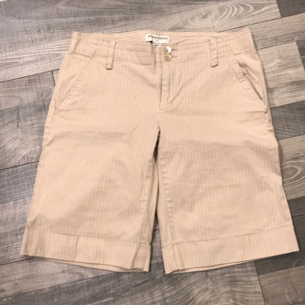 BR Khaki Pinstripe Bermuda Shorts